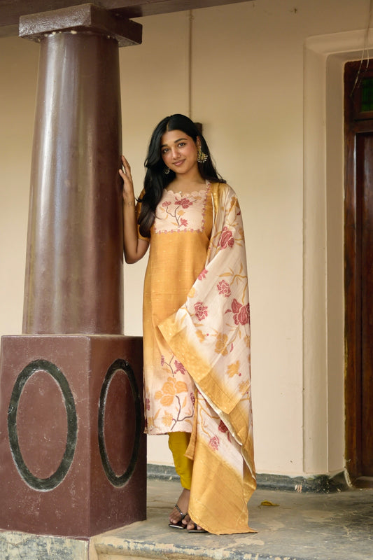 Yellow printed salwar suit