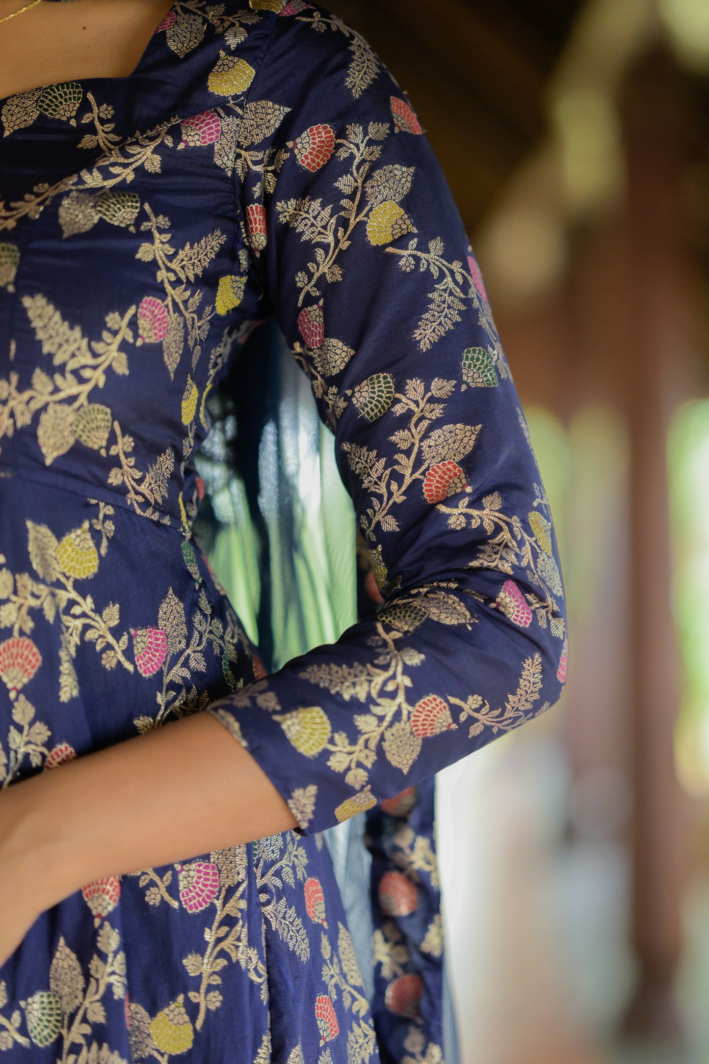 Navy blue Banaras Anarkali