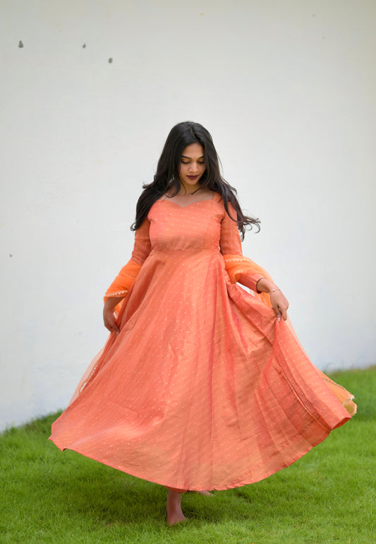 Rust Orange Anarkali