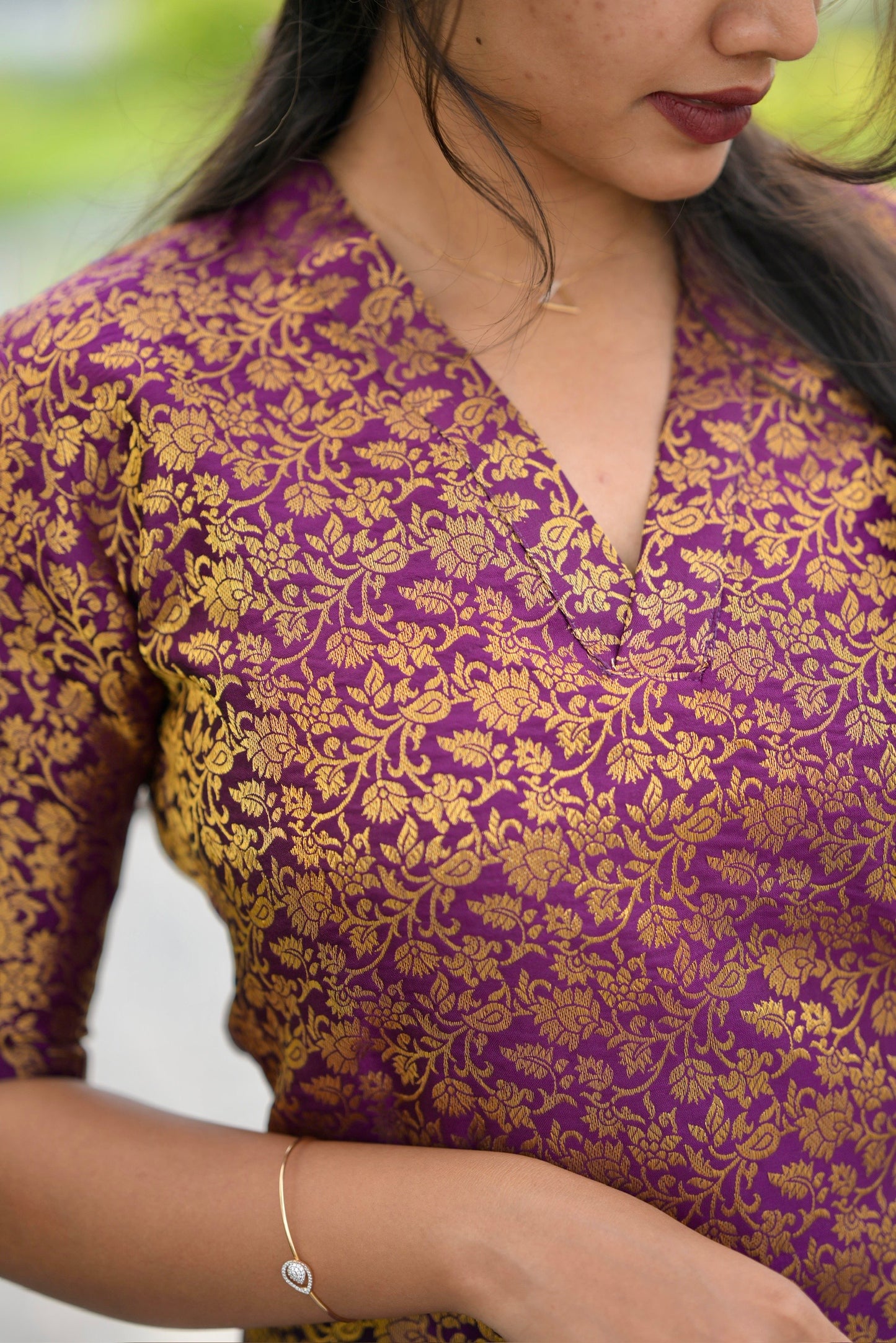 Wine Banaras Suit