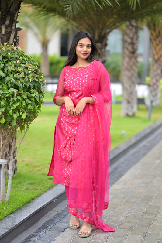 Pink Brocade Suit