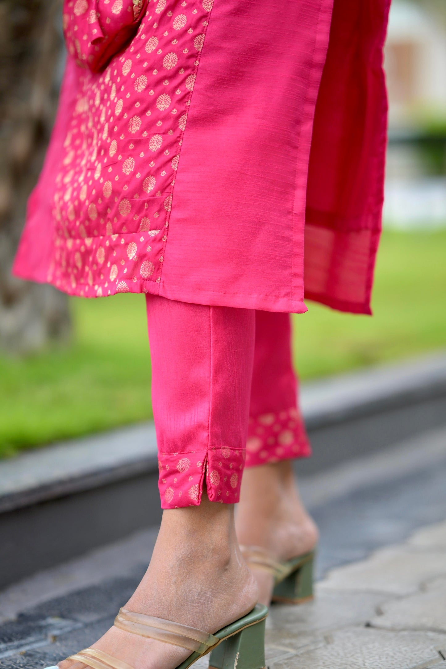 Pink Brocade Suit