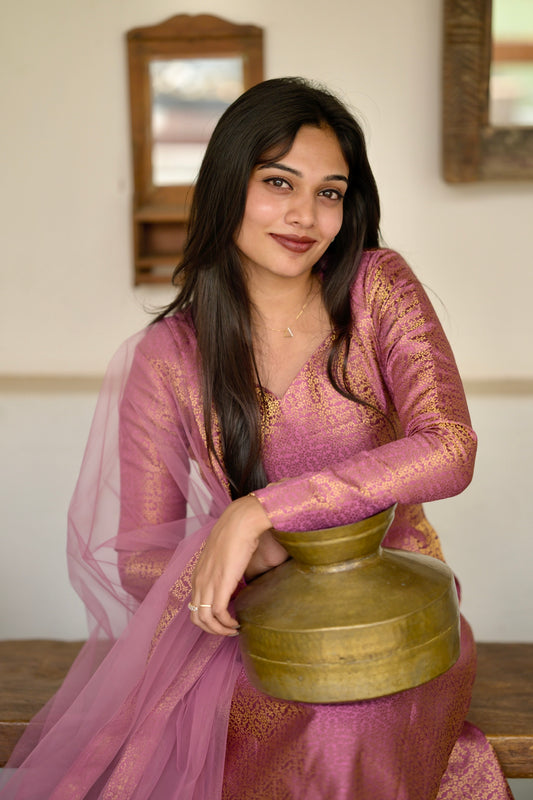 Pink Banaras Suit Set