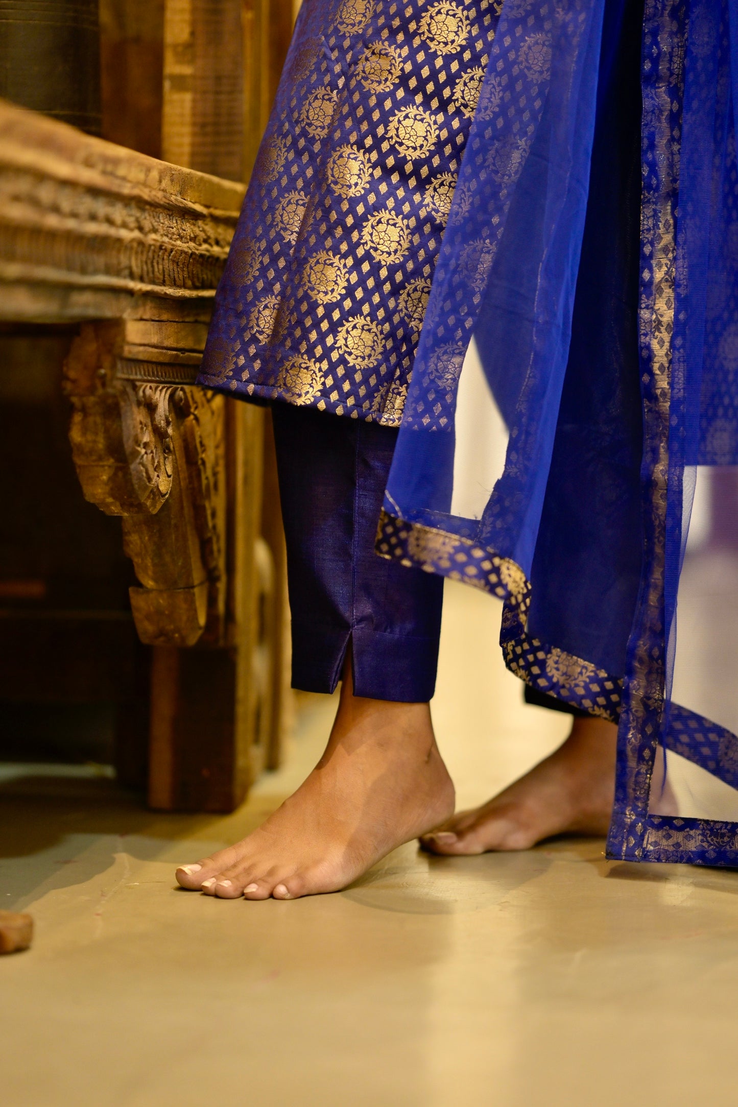 Navy Blue Banaras Suit