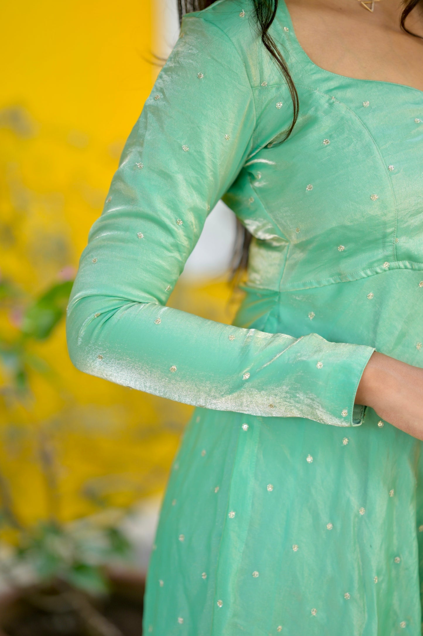 Glass Tissue Anarkali Set