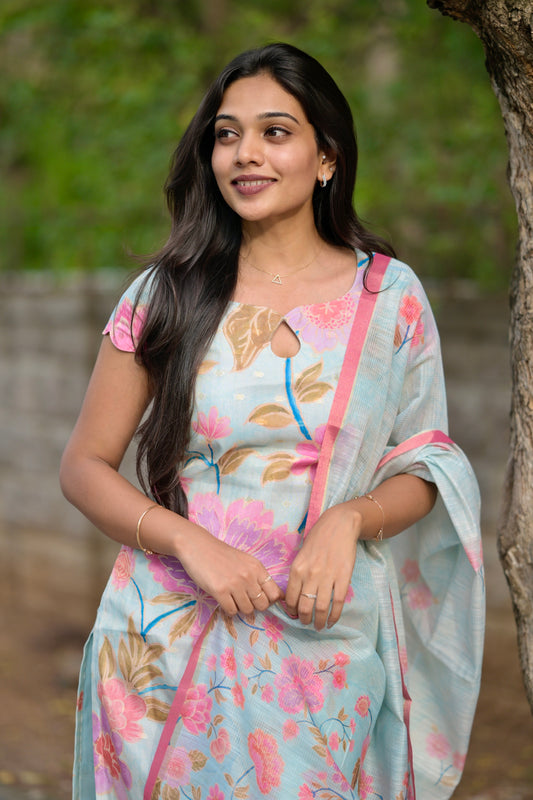 Blue Floral Salwar Suit