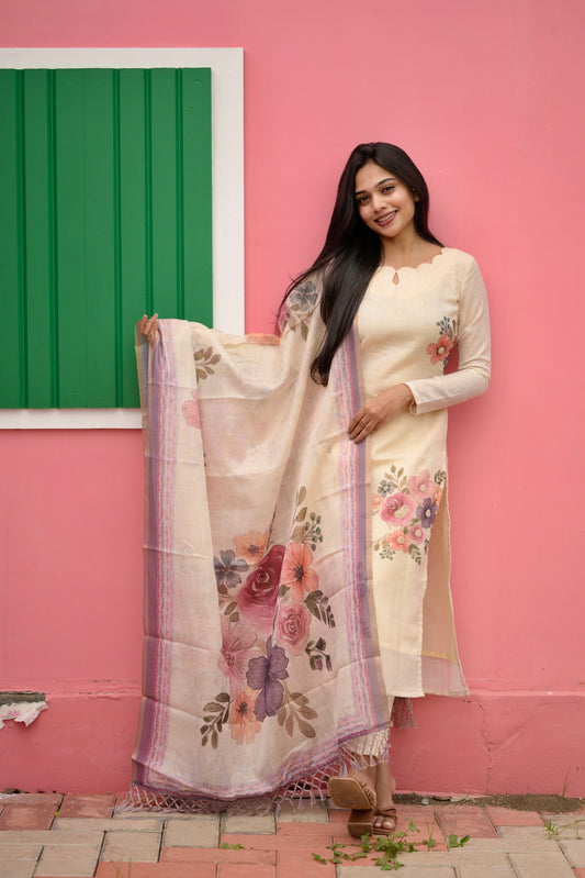 Creme Linen Salwar Suit