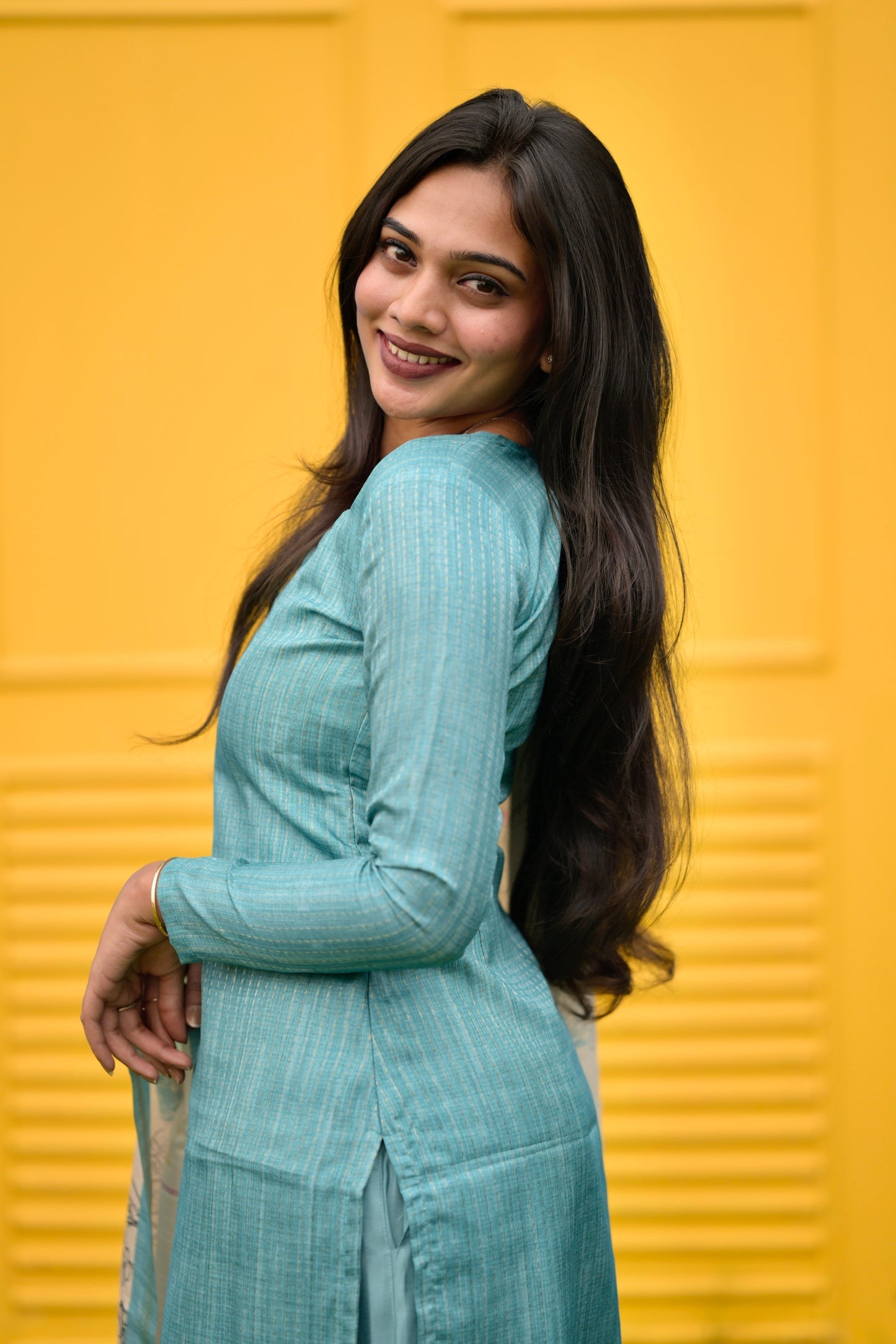 Turquoise Stripes Salwar Suit