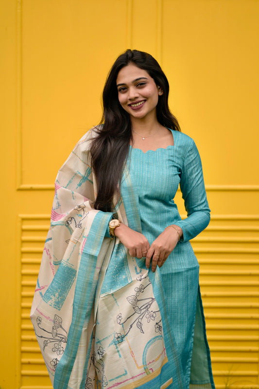 Turquoise Stripes Salwar Suit