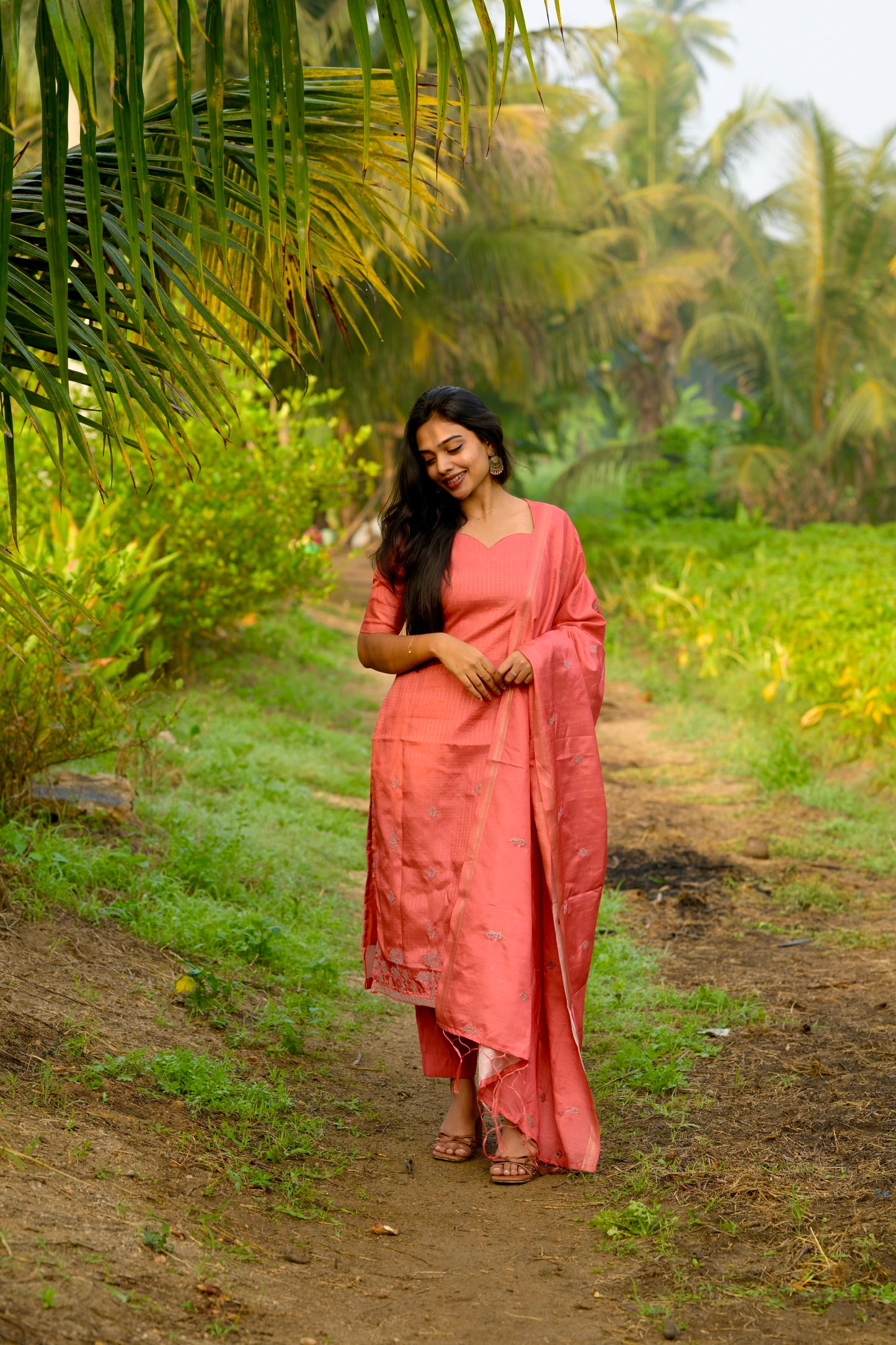 Tangerine Stripes Salwar Suit