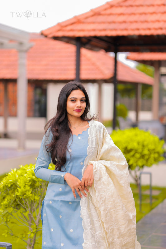 Ice Blue Tissue Suit Set