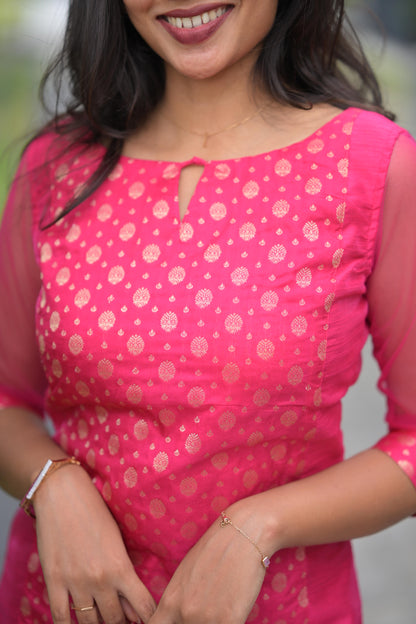 Pink Brocade Suit