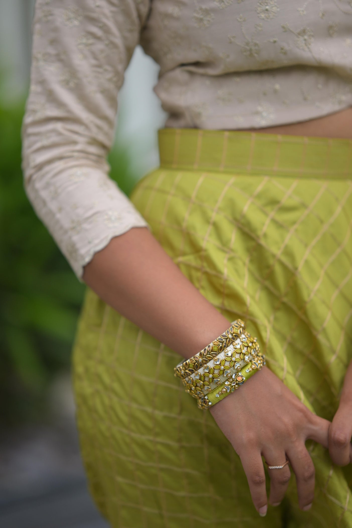 Crop Top with Checked Skirt