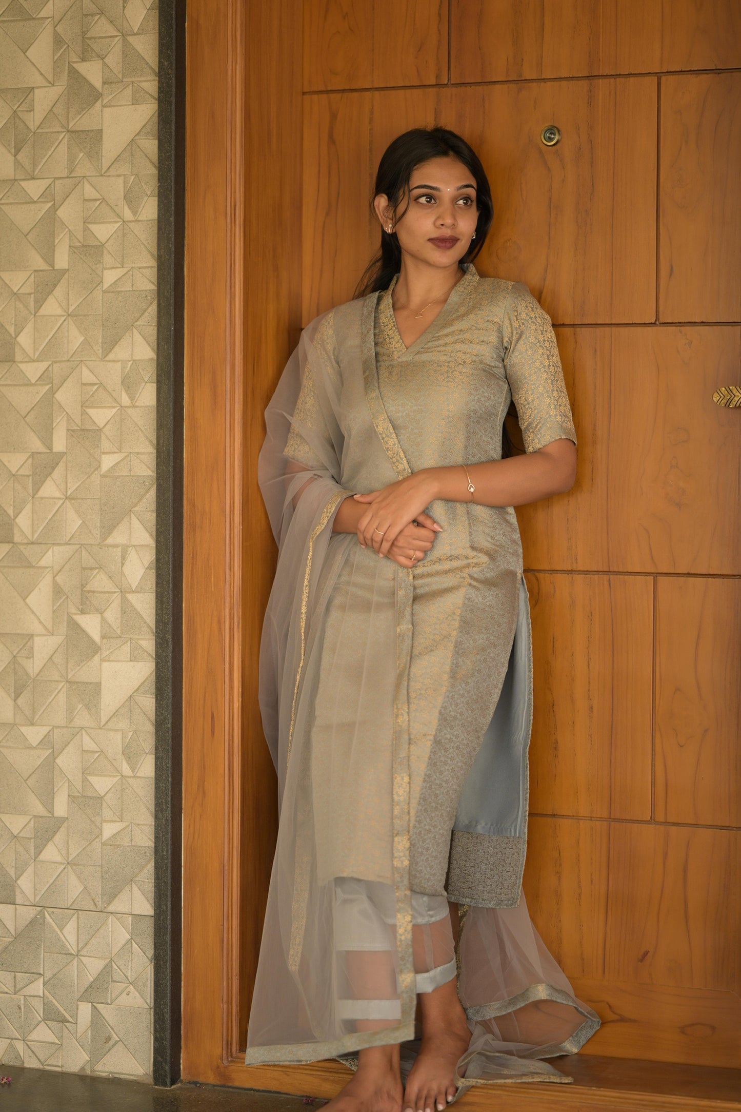 Grey Banaras Suit Set