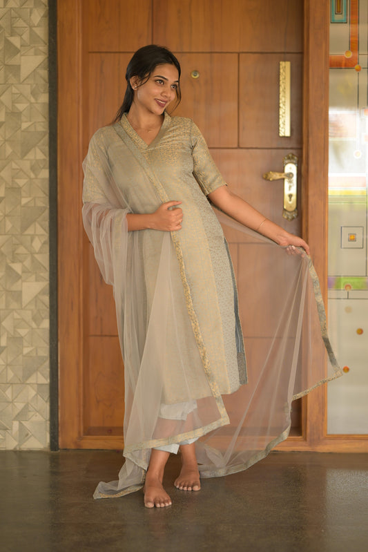 Grey Banaras Suit Set