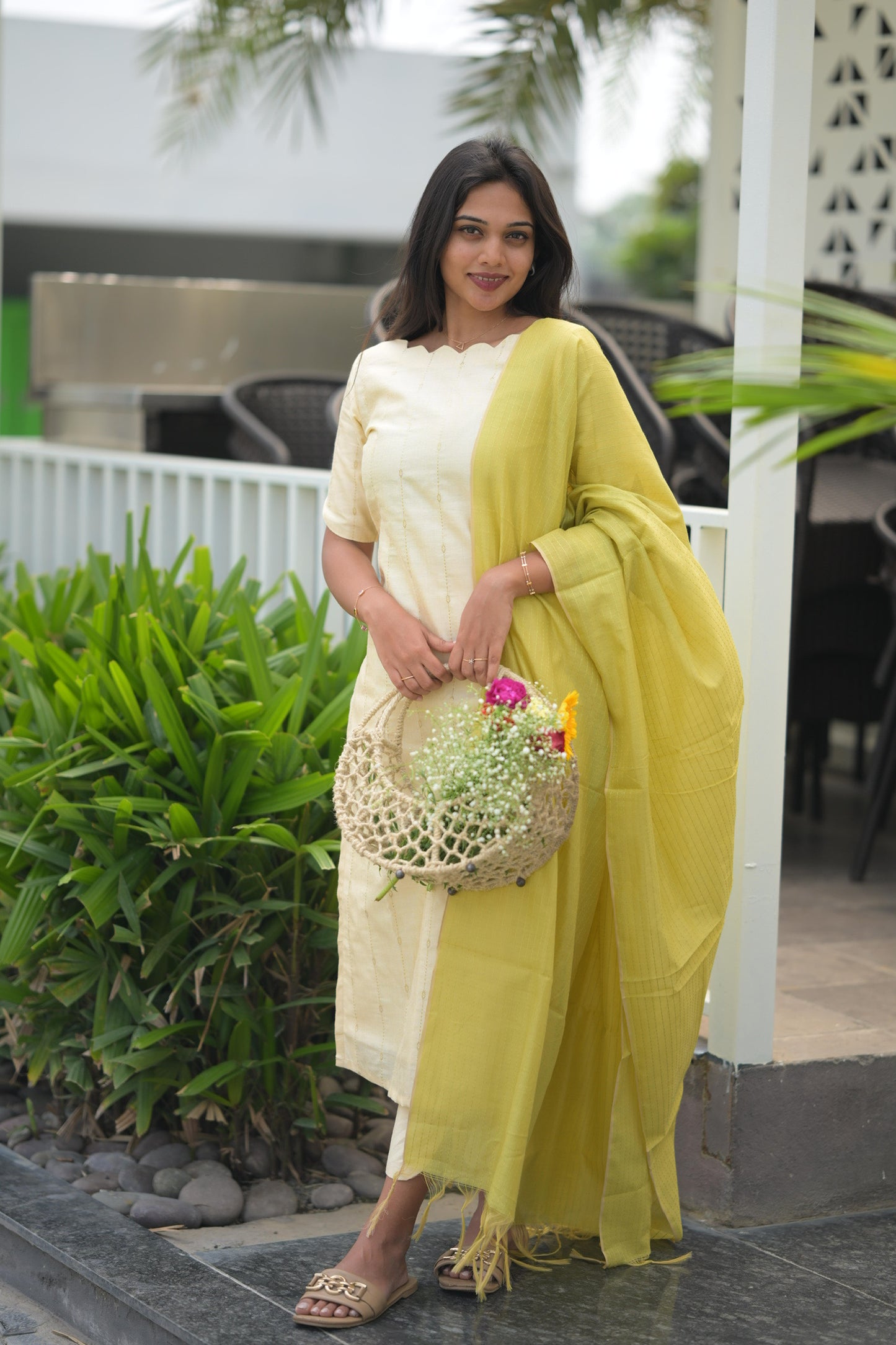 Creme Raw Silk Suit