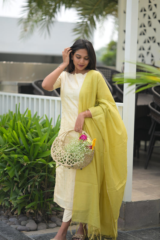 Creme Raw Silk Suit