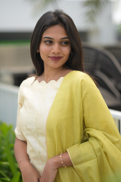 Creme Raw Silk Suit