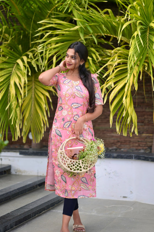 Pink floral kurta