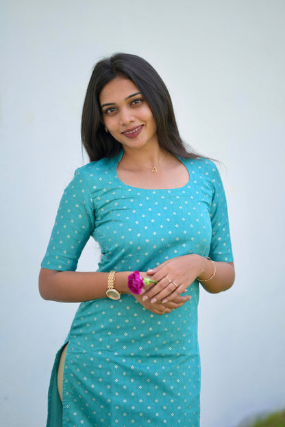 Turquoise Chanderi Kurta