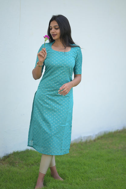 Turquoise Chanderi Kurta