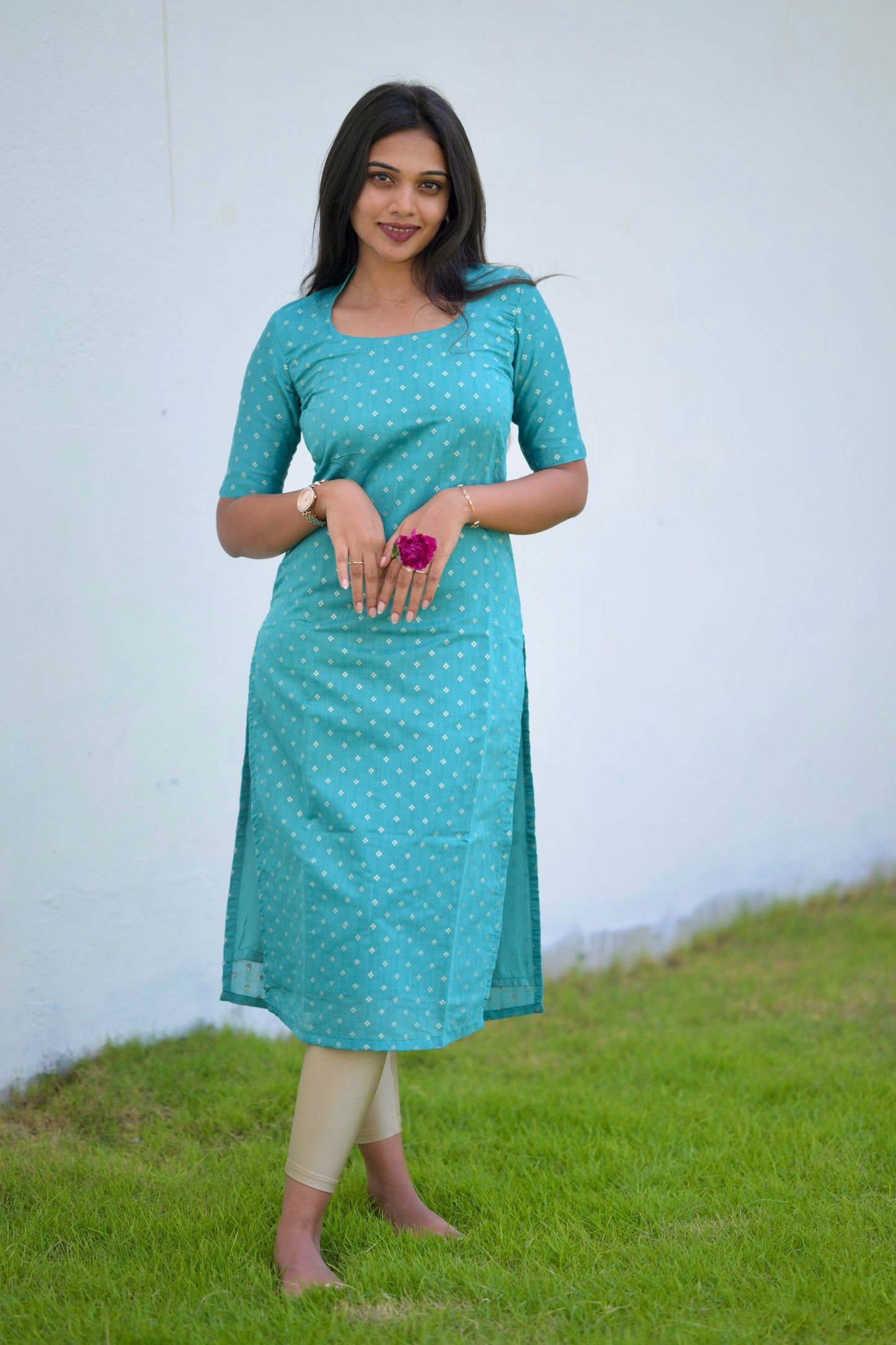 Turquoise Chanderi Kurta