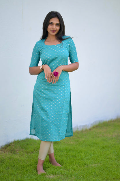 Turquoise Chanderi Kurta