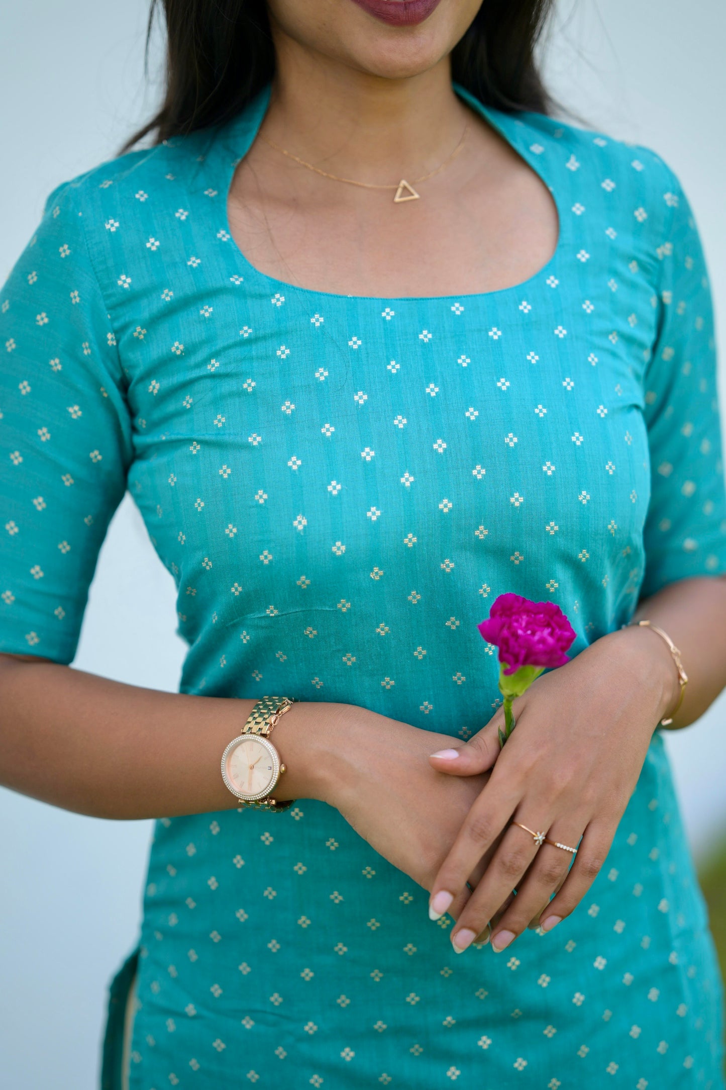 Turquoise Chanderi Kurta
