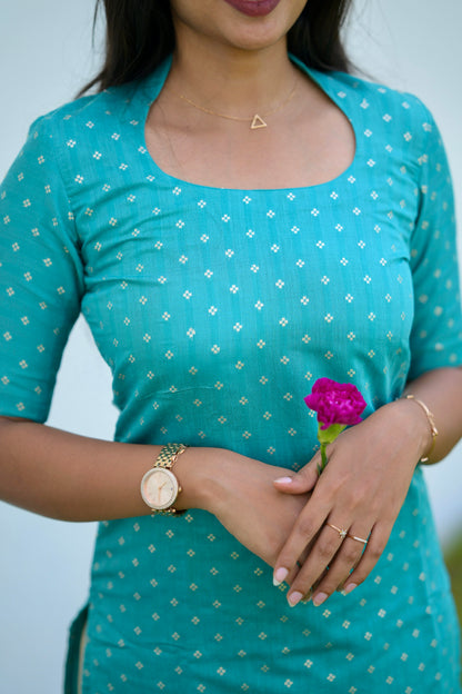Turquoise Chanderi Kurta