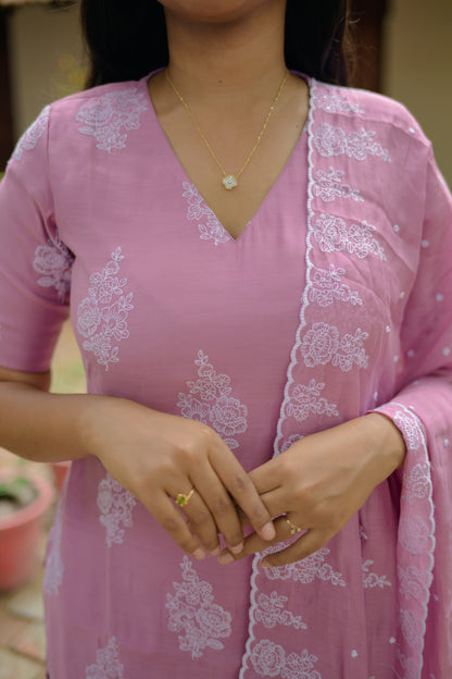 Lilac Mul Chanderi Salwar suit
