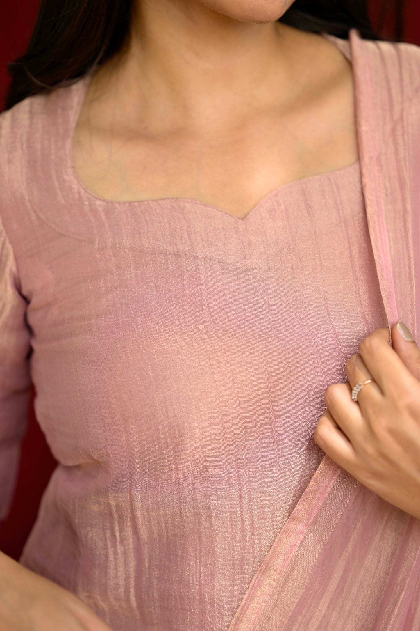 Pink crushed salwar suit