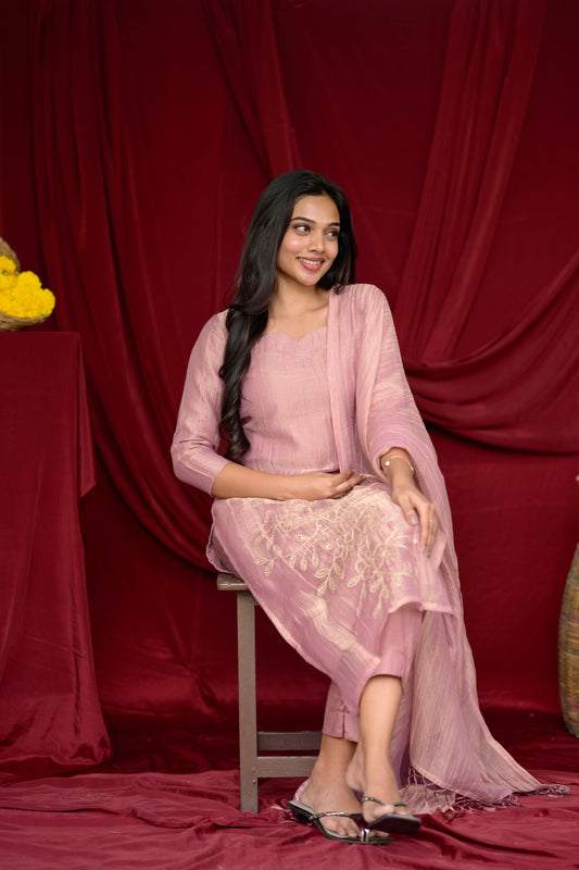 Pink crushed salwar suit