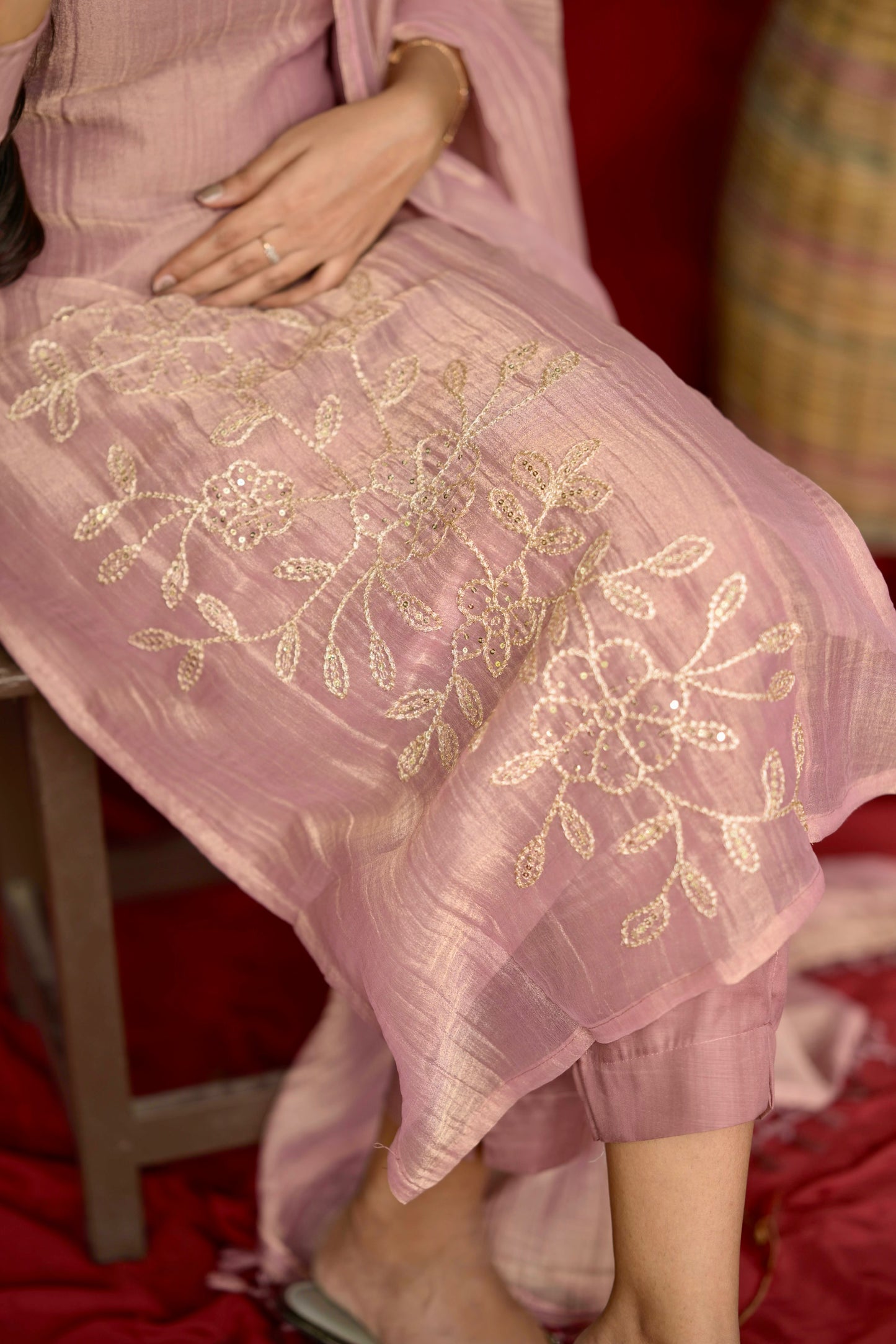 Pink crushed salwar suit