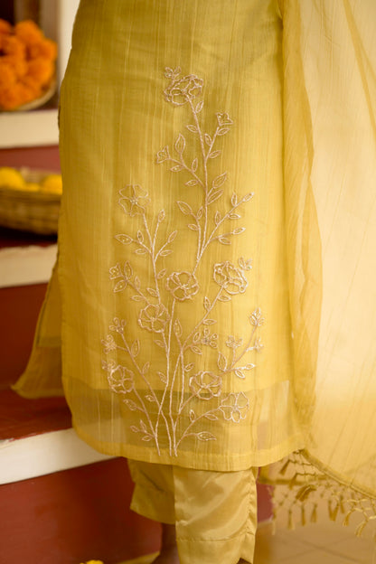 Yellow crushed Salwar suit