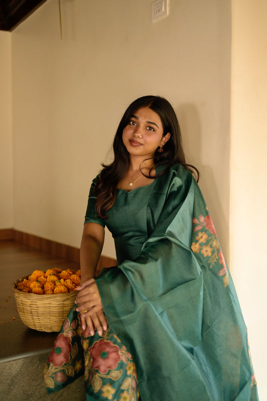 Green embroidered salwar suit