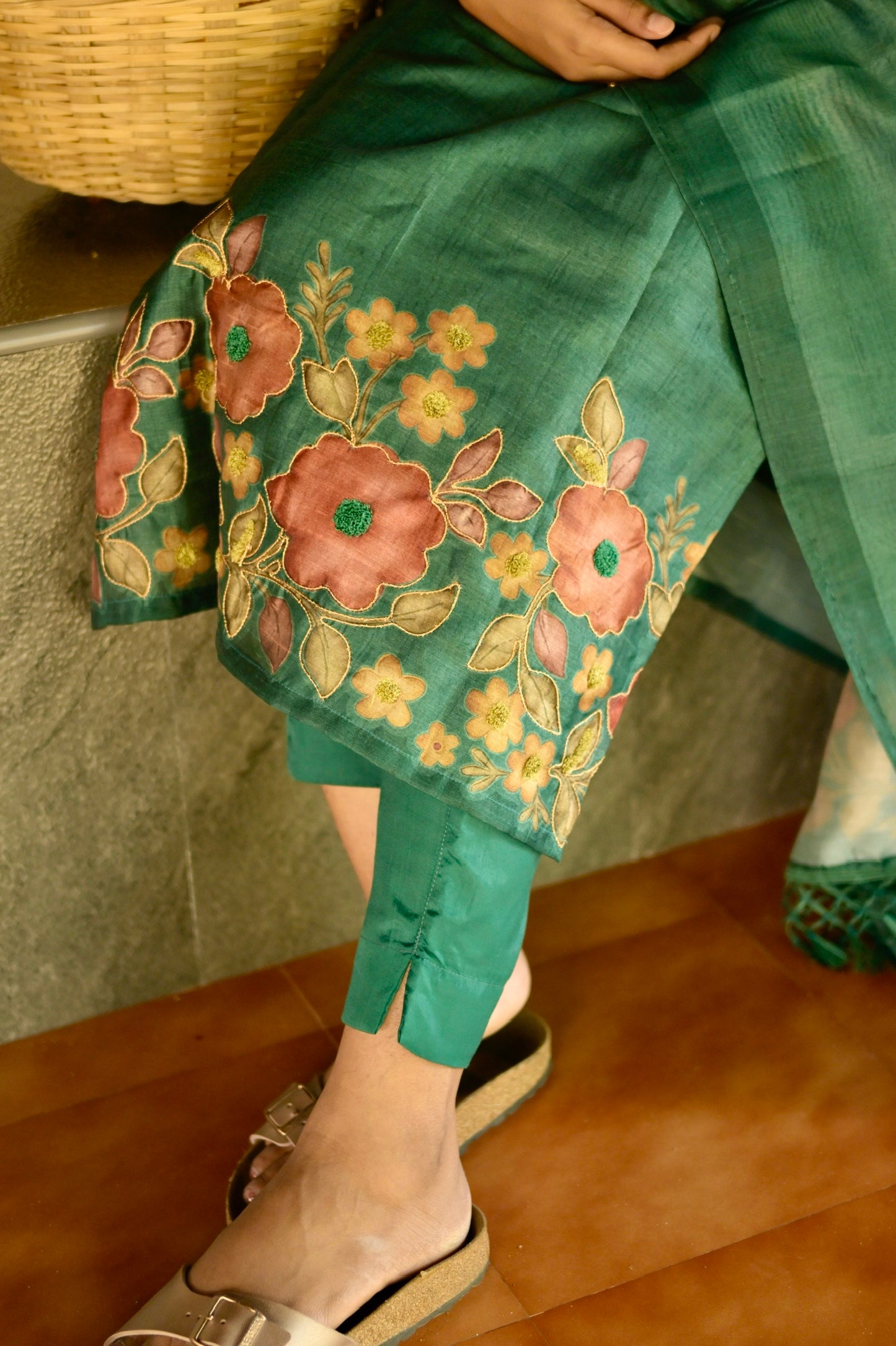Green embroidered salwar suit