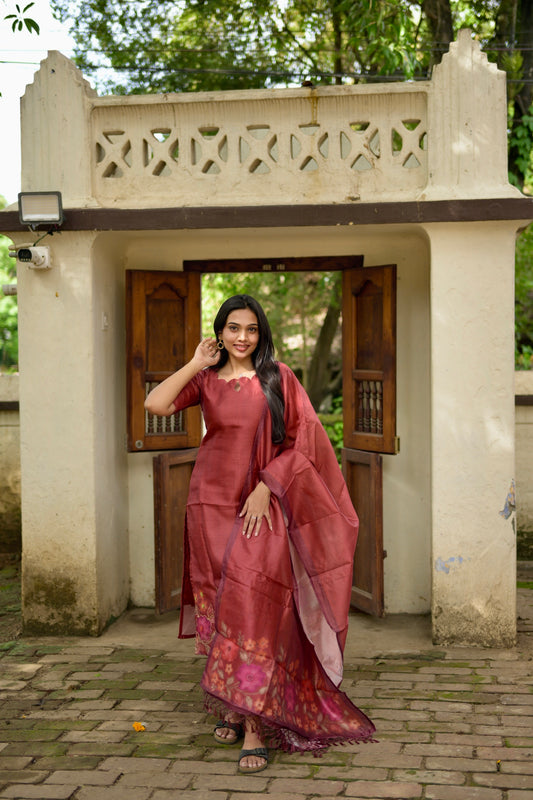 Red Embroidered Salwar Suit