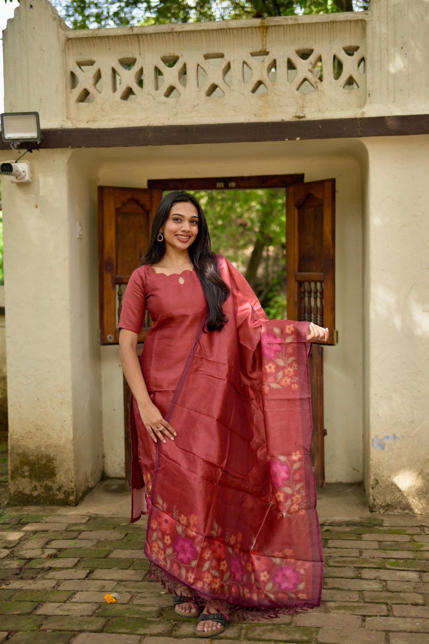Red Embroidered Salwar Suit