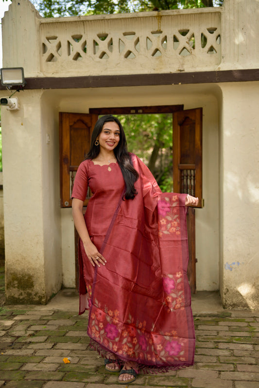 Red Embroidered Salwar Suit