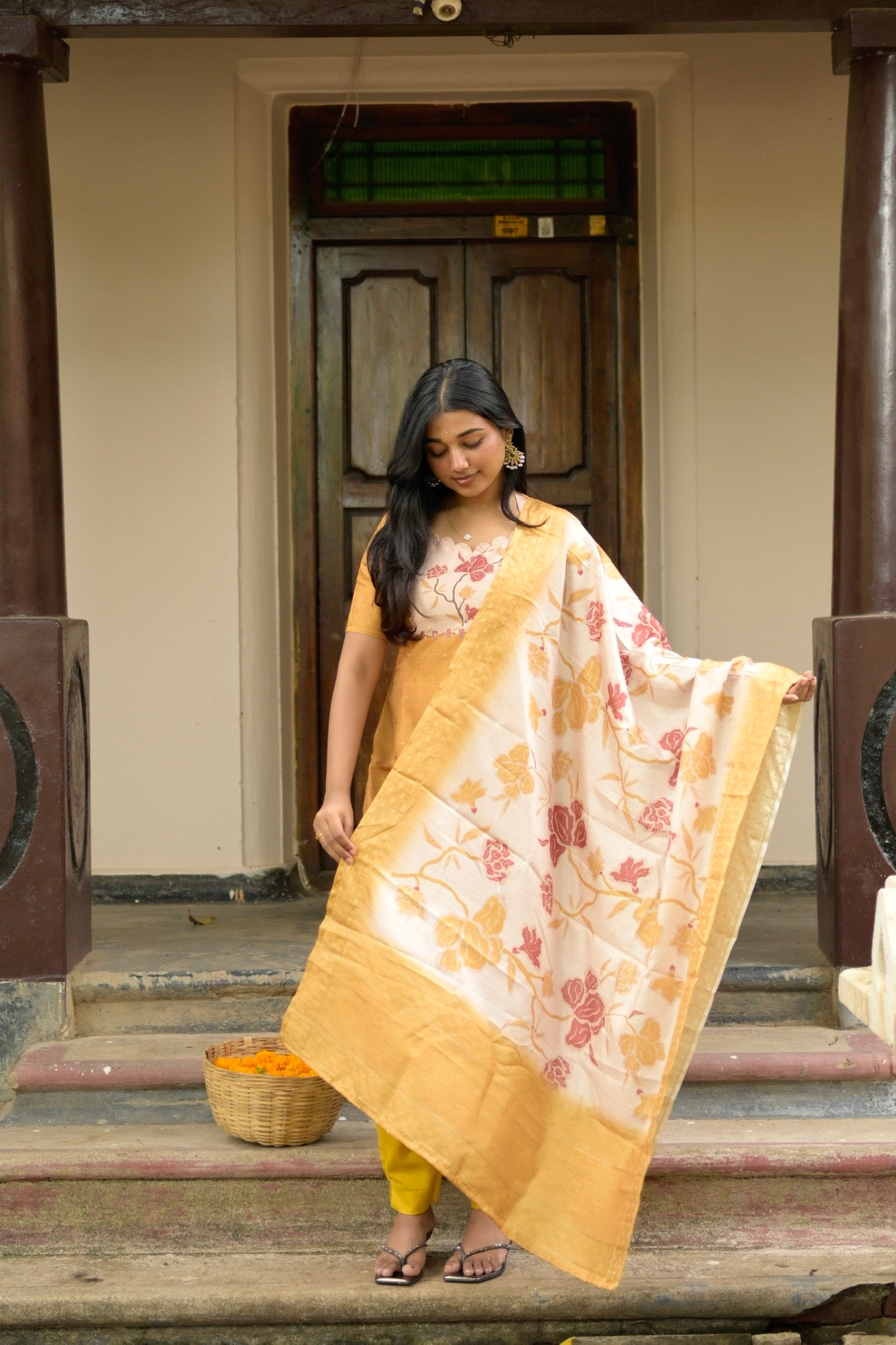 Yellow printed salwar suit