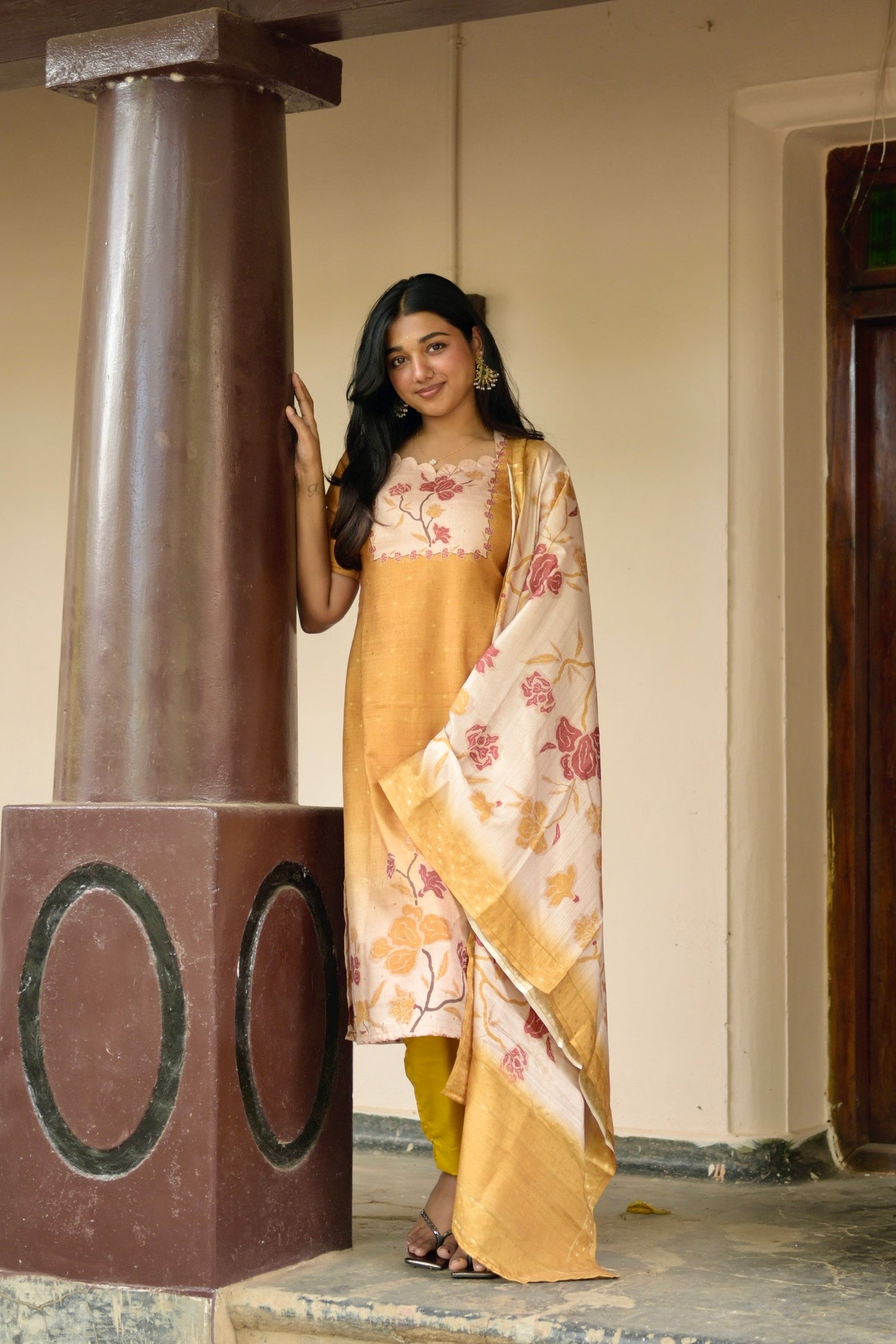 Yellow printed salwar suit