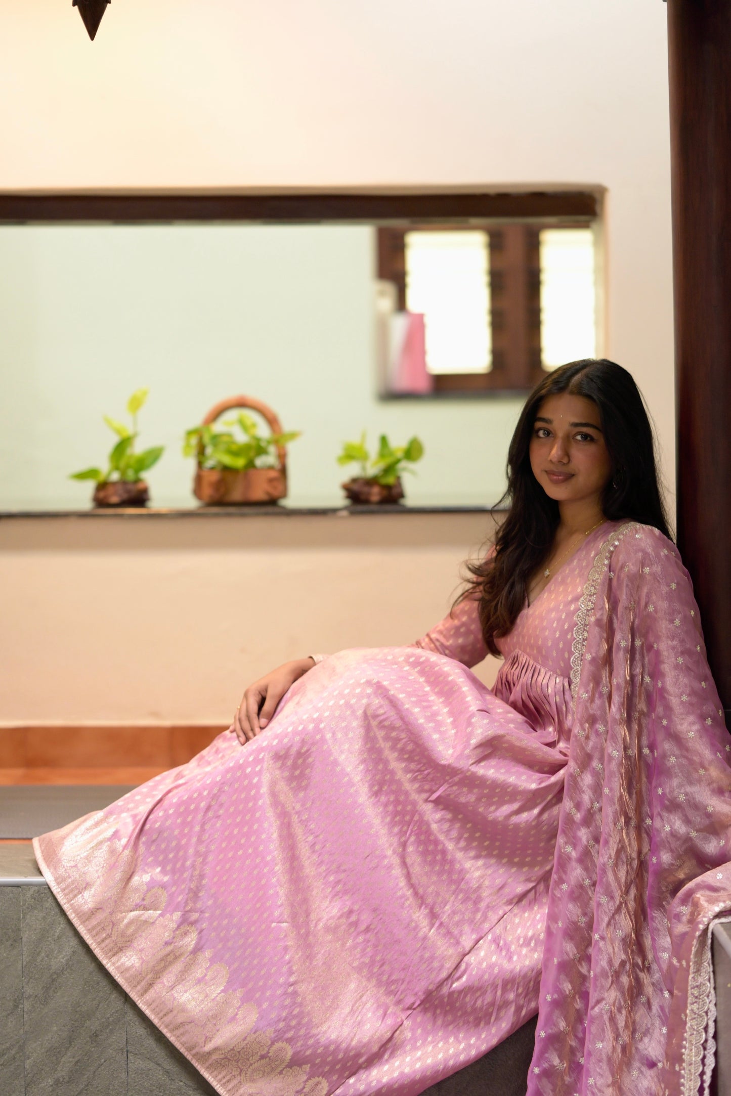 Lilac Tissue brocade suit