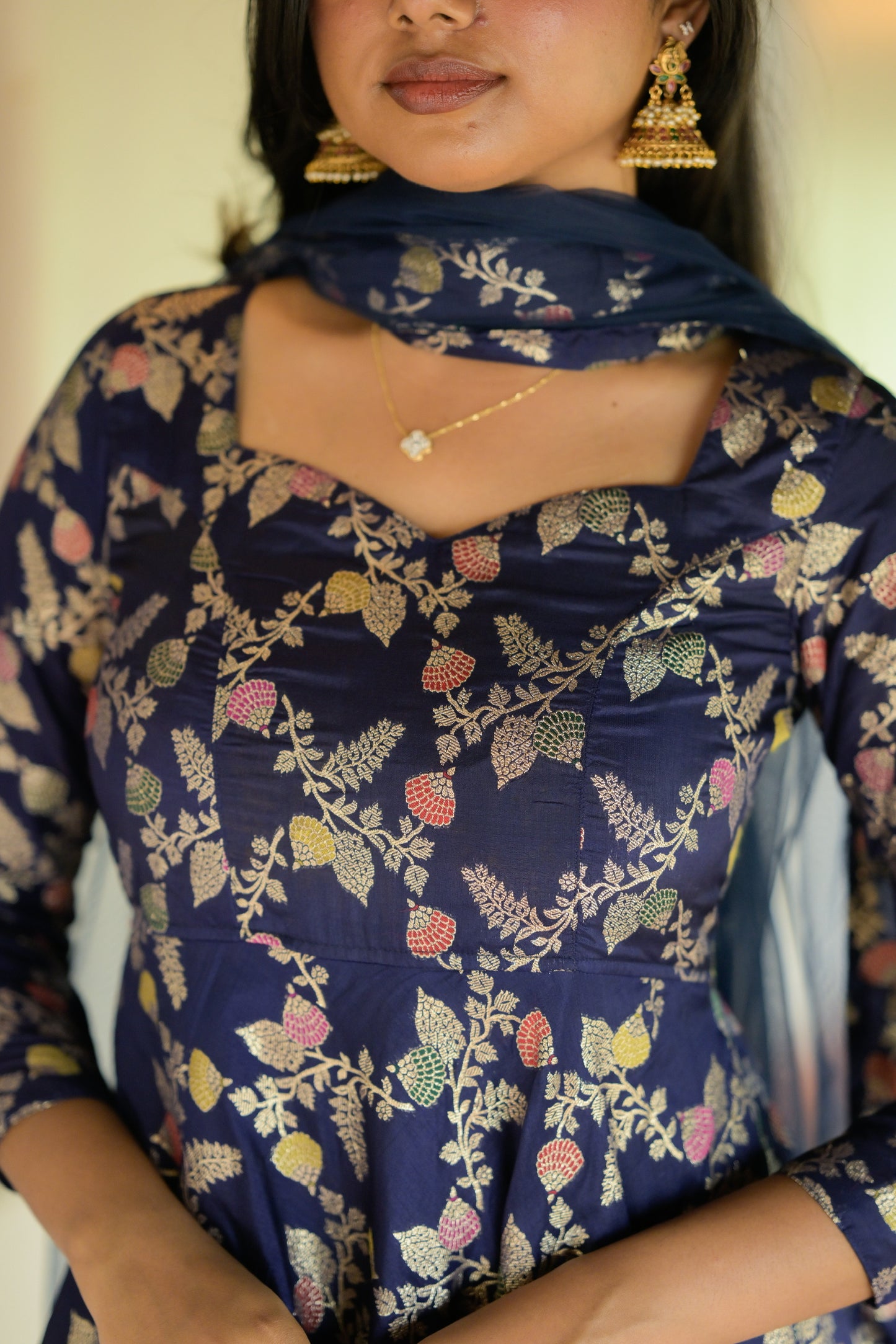 Navy blue Banaras Anarkali