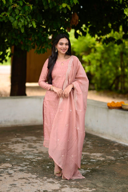 Peach crushed salwar suit