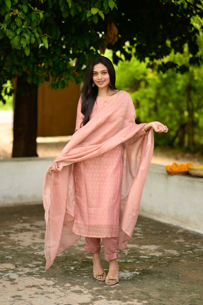Peach crushed salwar suit