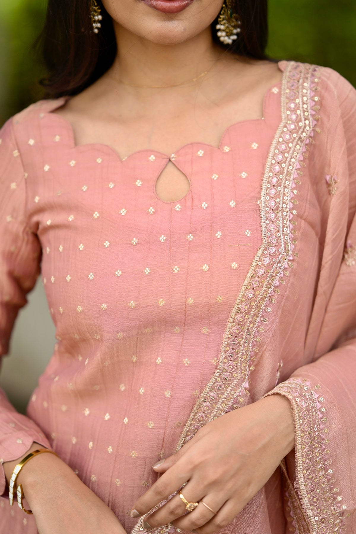 Peach crushed salwar suit