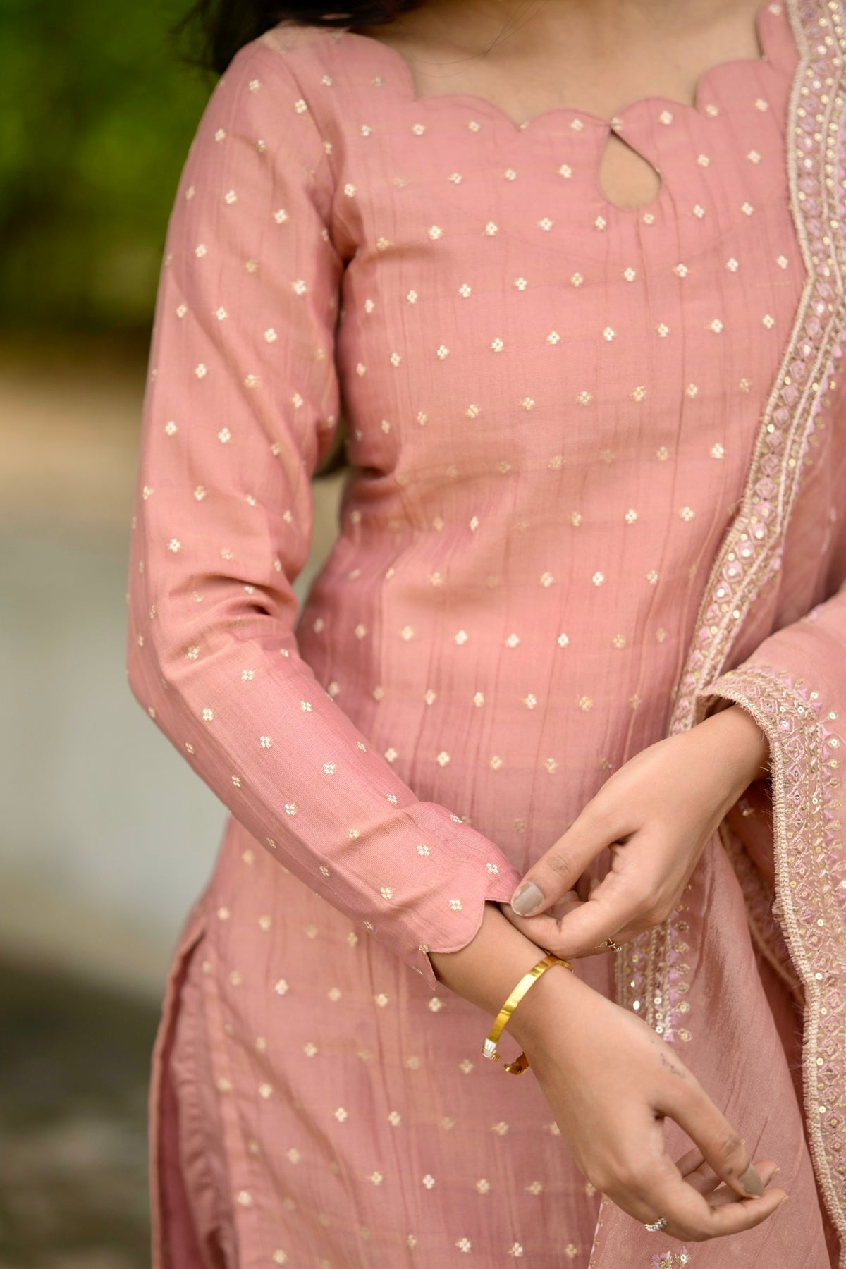 Peach crushed salwar suit