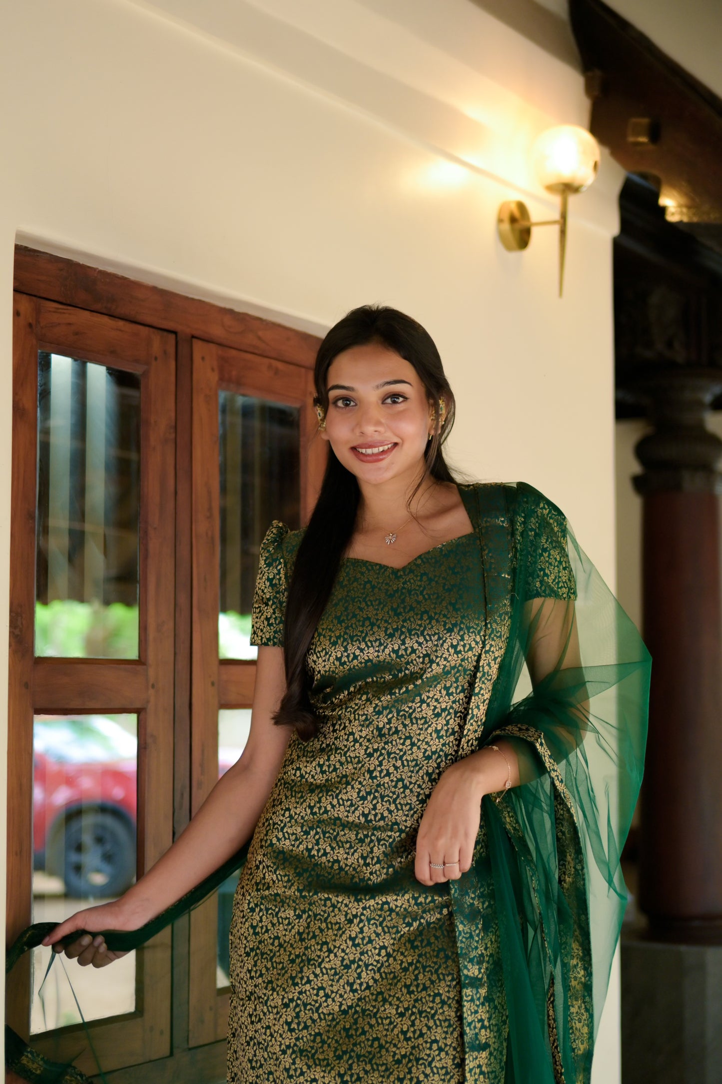 Green Banaras suit