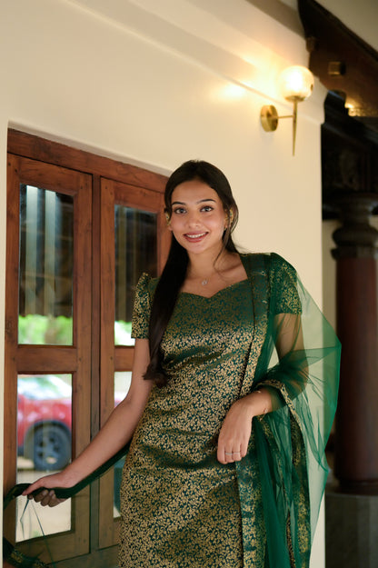 Green Banaras suit