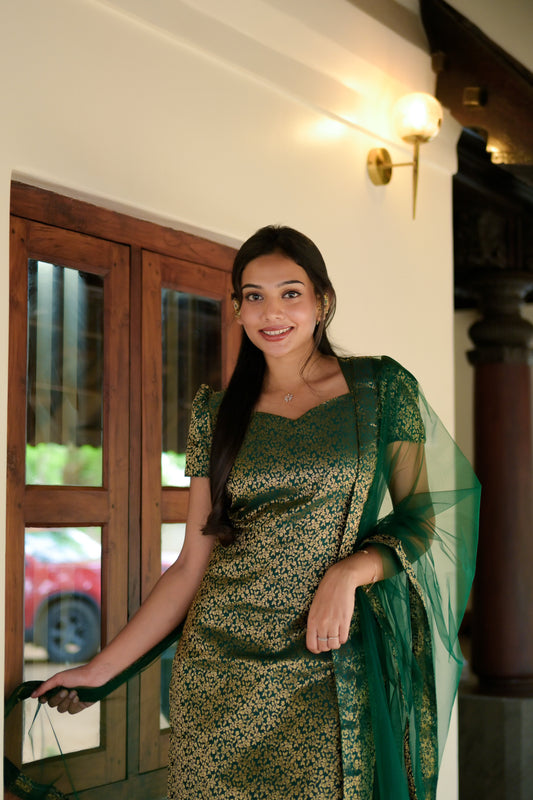 Green Banaras suit
